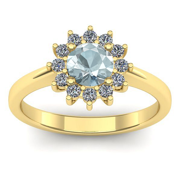 Inel de logodna cu aquamarin rotund