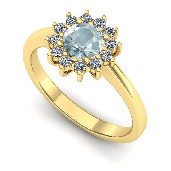 Inel de logodna din aur galben cu aquamarin