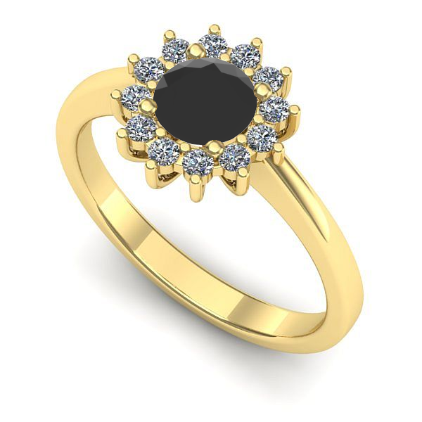 Inel logodna din aur galben cu diamant negru