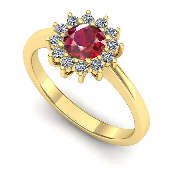 Inel logodna din aur galben cu rubin