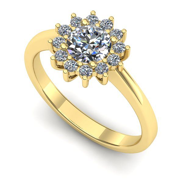 Inel logodna din aur galben cu safir alb