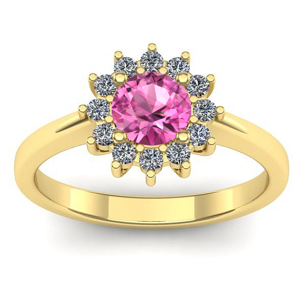 Inel cu safir roz rotund