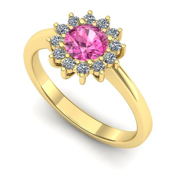 Inel logodna din aur galben cu safir roz