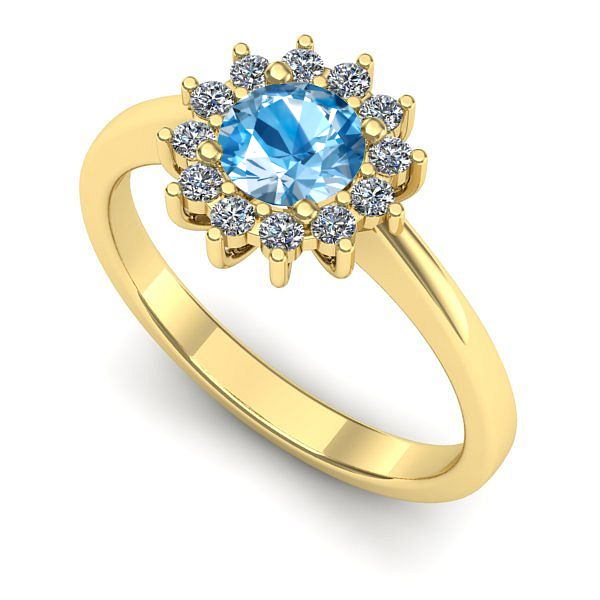 Inel de logodna din aur galben cu topaz blue