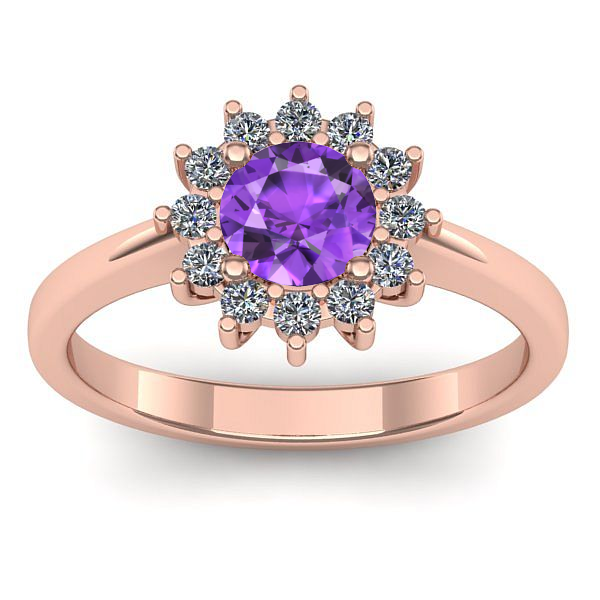 Inel de logodna cu ametist rotund