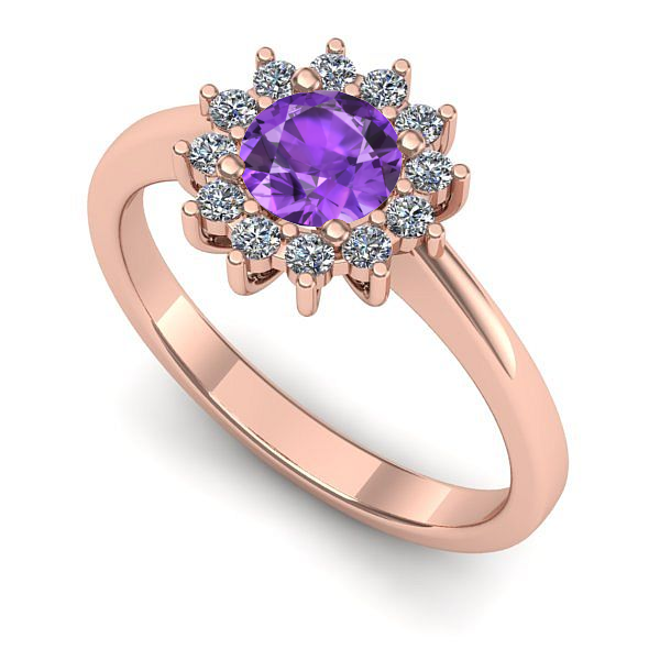 Inel logodna din aur roz cu ametist