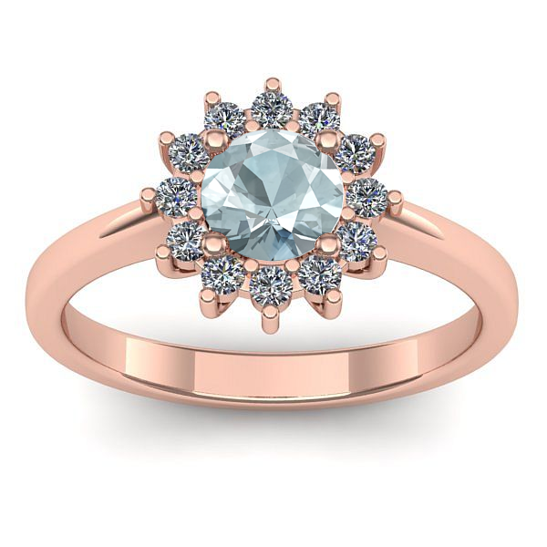 Inel de logodna cu aquamarin rotund