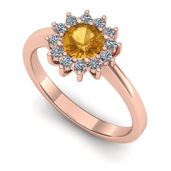 Inel de logodna din aur roz cu citrin