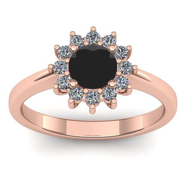 Inel de logodna cu diamant negru rotund