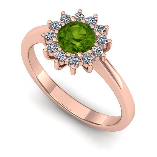 Inel logodna din aur roz cu peridot