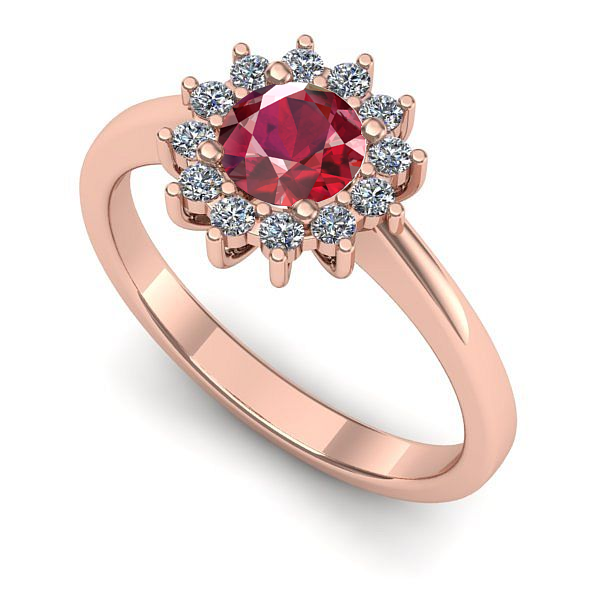 Inel logodna din aur roz cu rubin