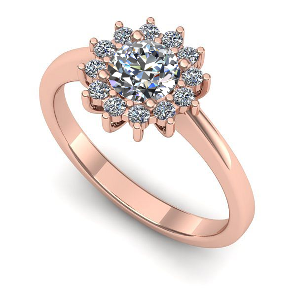 Inel logodna din aur roz cu diamant de laborator