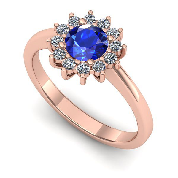 Inel logodna din aur roz cu safir
