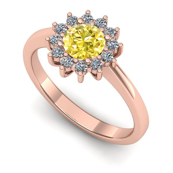 Inel din aur roz cu safir galben