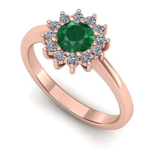 Inel din aur roz cu smarald