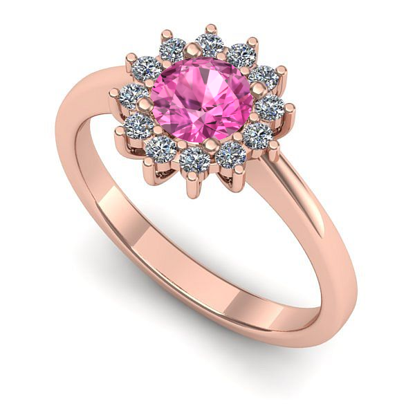 Inel de logodna din aur roz cu safir roz