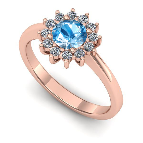 Inel din aur roz cu topaz blue