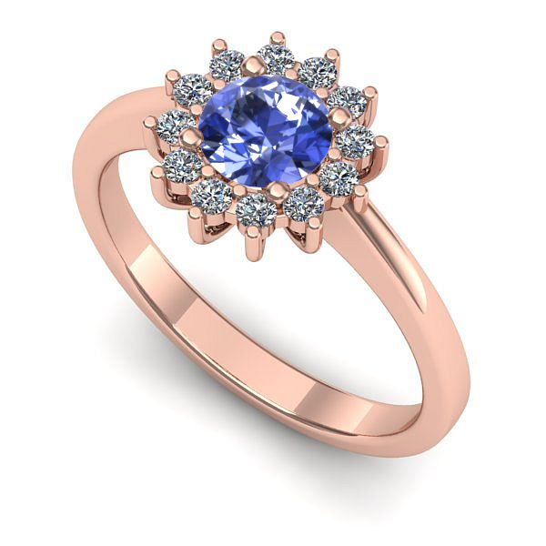 Inel de logodna din aur roz cu tanzanit
