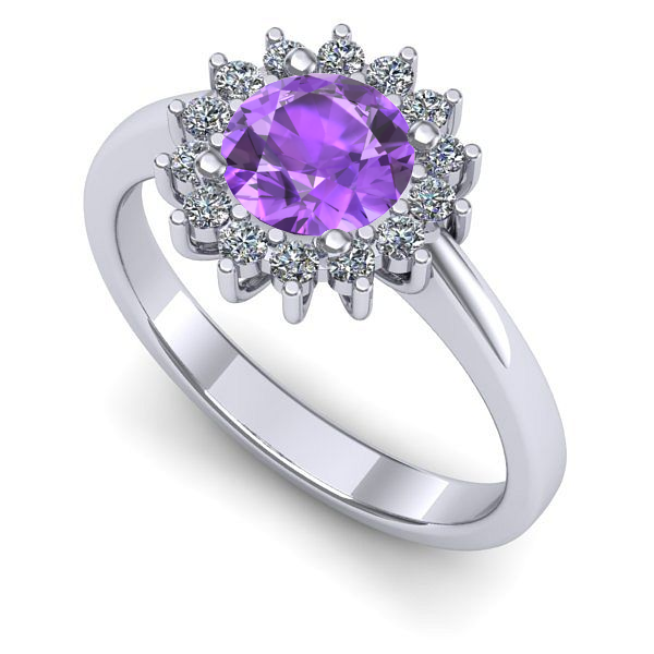 Inel de logodna din aur alb cu ametist