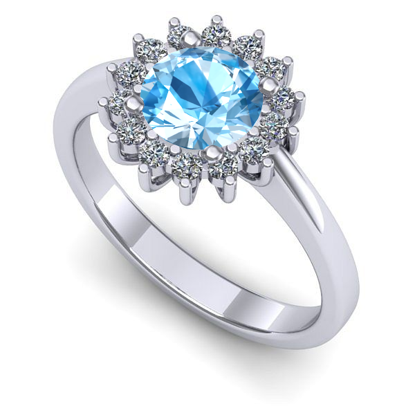 Inel din aur alb cu topaz blue