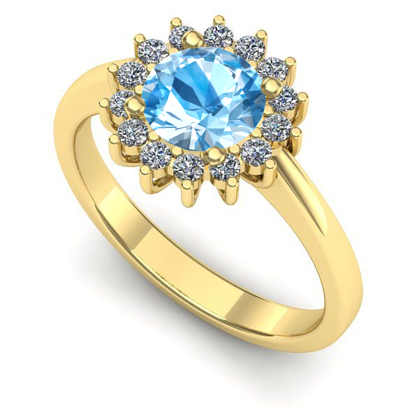 Inel logodna din aur galben cu topaz blue