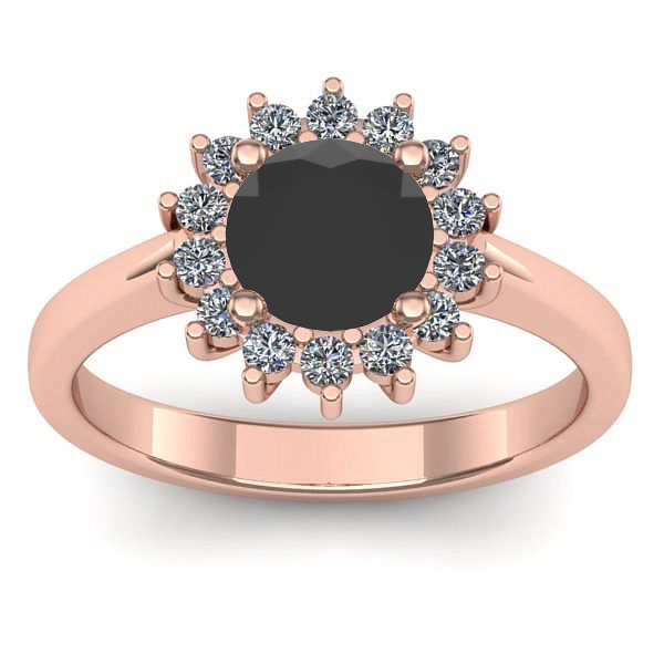 Inel cu diamant negru rotund