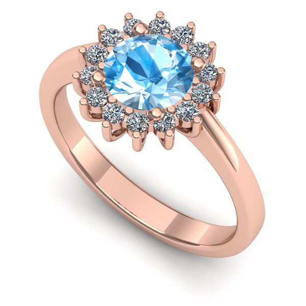 Inel logodna din aur roz cu topaz blue