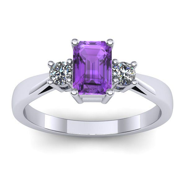 Inel de logodna cu ametist dreptunghiular