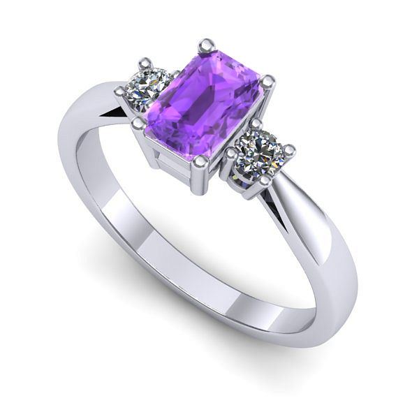 Inel de logodna din aur alb cu ametist