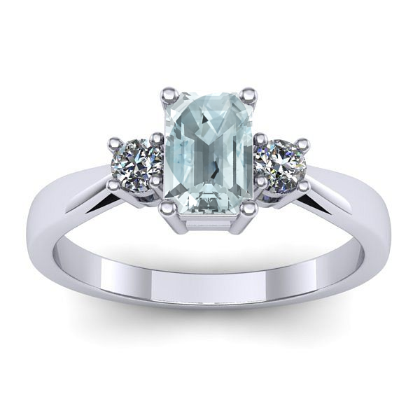 Inel cu aquamarin dreptunghiular