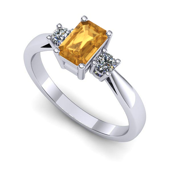 Inel logodna din aur alb cu citrin