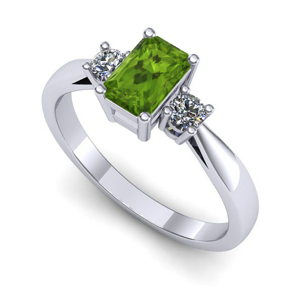 Inel logodna din aur alb cu peridot