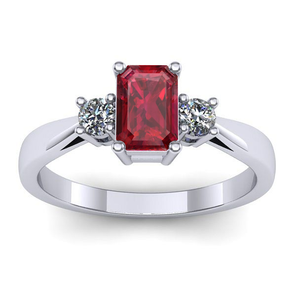 Inel logodna cu rubin dreptunghiular