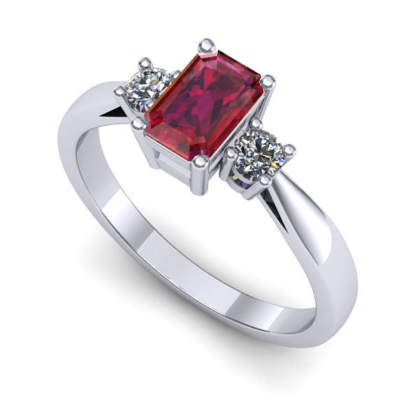 Inel din aur alb cu rubin