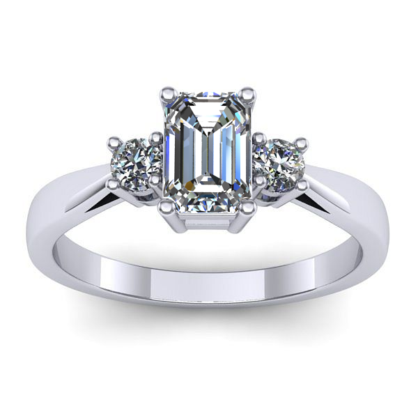 Inel cu safir alb dreptunghiular