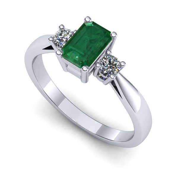 Inel din aur alb cu smarald