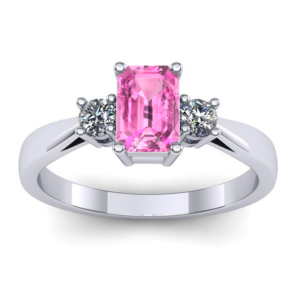 Inel cu safir roz dreptunghiular