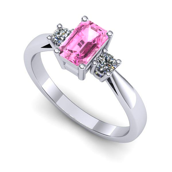 Inel de logodna din aur alb cu safir roz