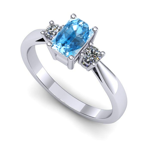 Inel logodna din aur alb cu topaz blue