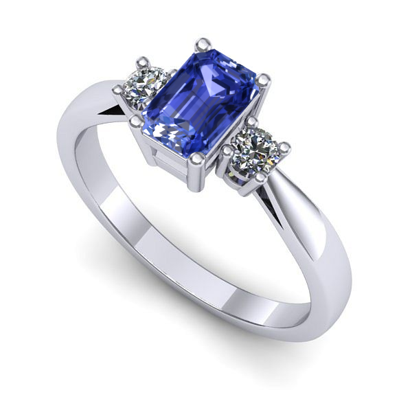 Inel logodna din aur alb cu tanzanit