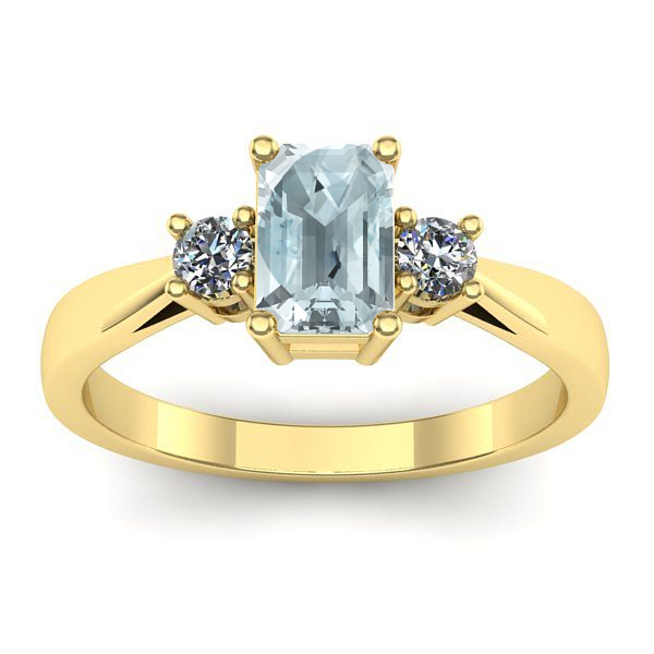 Inel cu aquamarin dreptunghiular