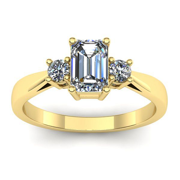 Inel logodna cu safir alb dreptunghiular