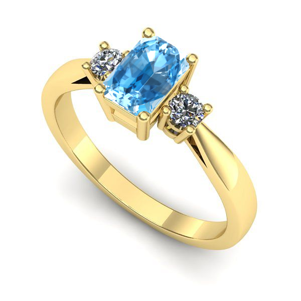 Inel logodna din aur galben cu topaz blue