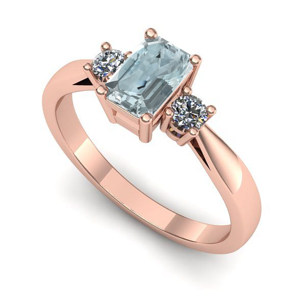 Inel din aur roz cu aquamarin