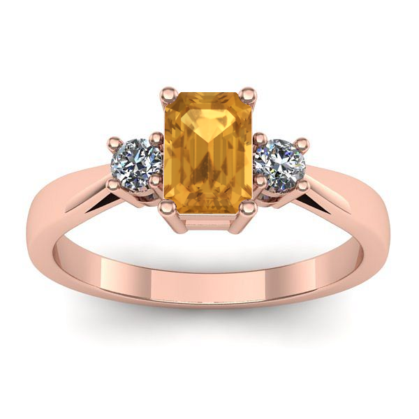 Inel cu citrin dreptunghiular