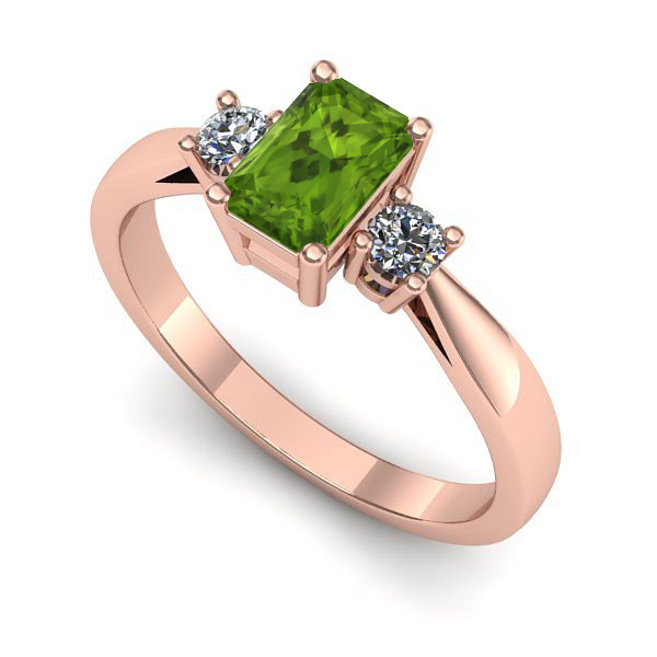 Inel din aur roz cu peridot