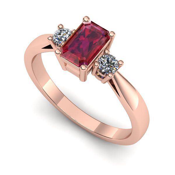 Inel din aur roz cu rubin