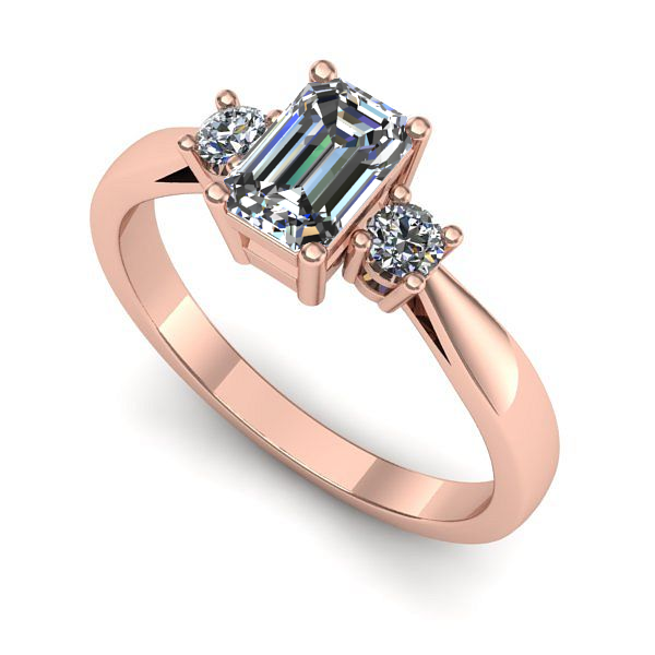 Inel din aur roz cu safir alb