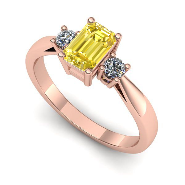 Inel logodna din aur roz cu safir galben