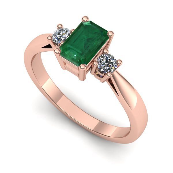 Inel din aur roz cu smarald